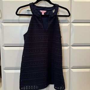 Navy Lace Lilly Halter Tank